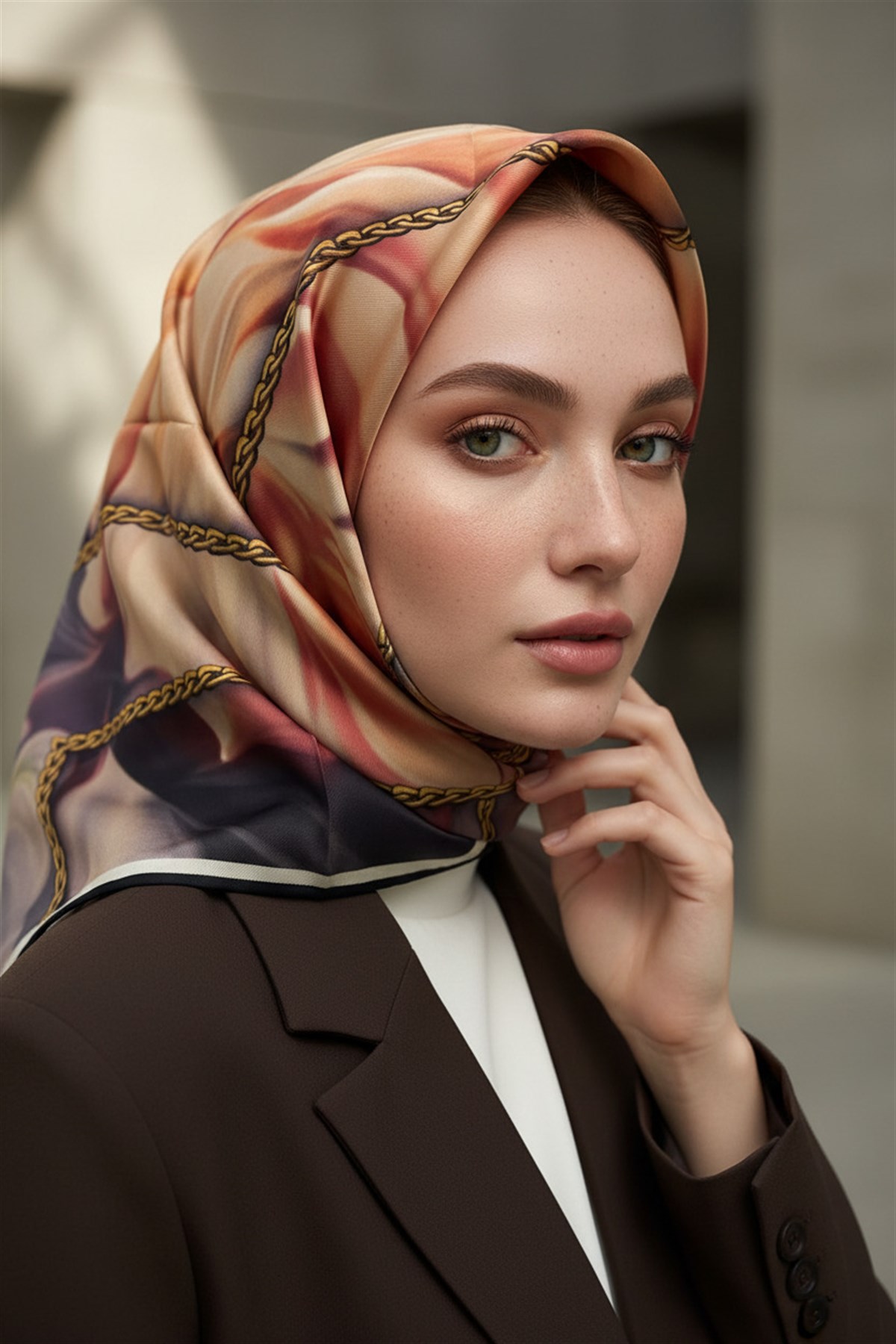 % 57 İPEK % 43 VİSKON Twill İpek Çiçek Geometrik Desenli tabalı kırmızılı Renkli 90x90 Eşarp Dikim Şekli : El Dikişi