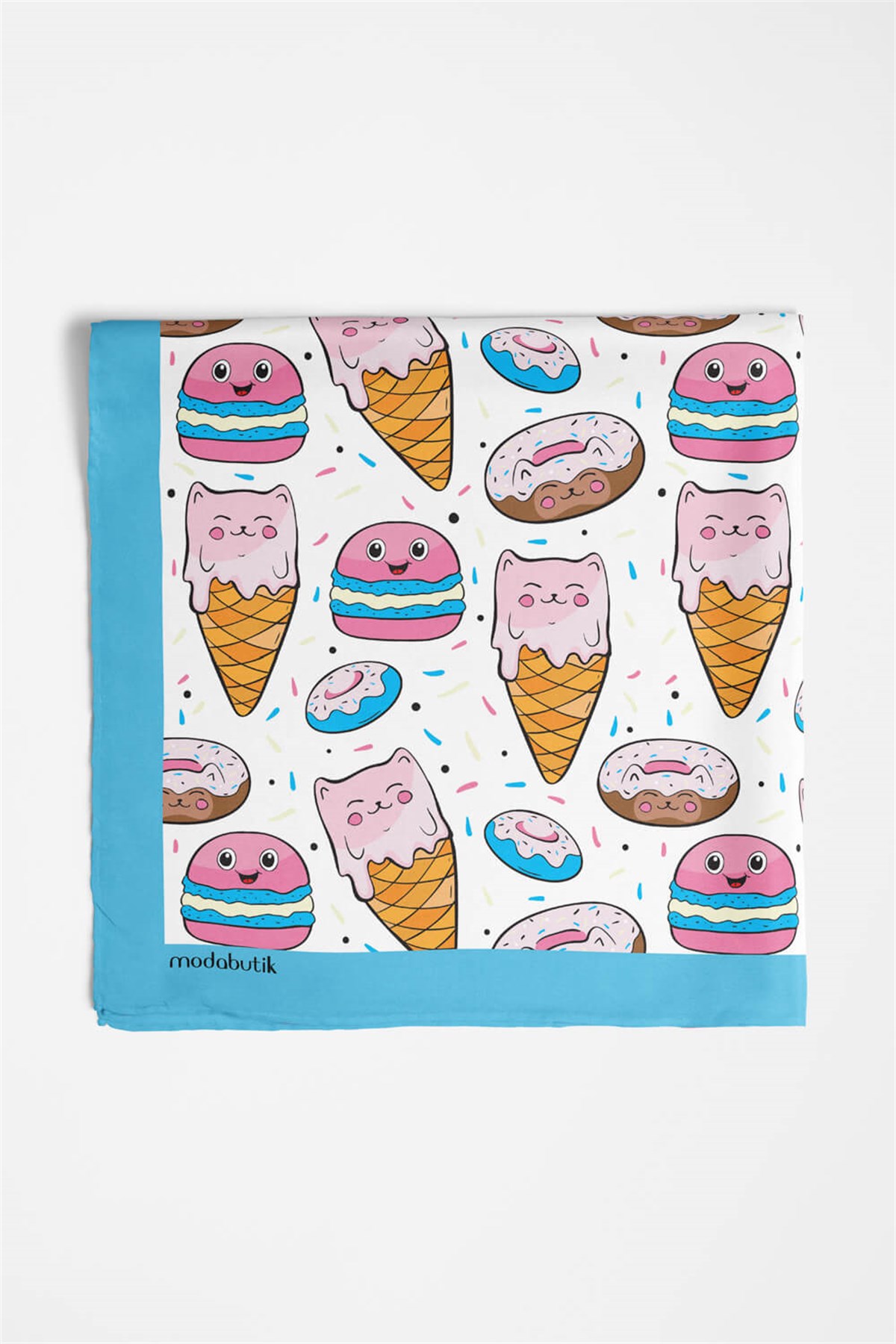 Violla D88 Kadın Aşk Desenli Bandana 50x50 Pembe Sarı DG0360-22