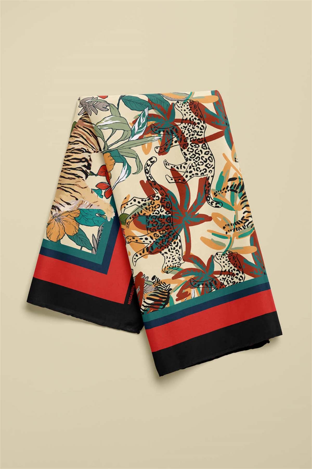 C89 Kadın Kaplan Desenli 50x50 Bandana DG01571-22