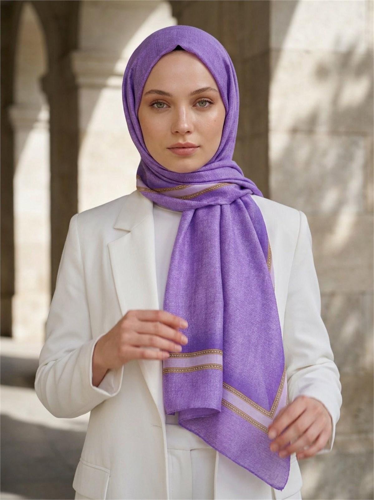 %100 Saf İpek Şal İnce Saten Vual Dokuma Dokulu Desenli 90x210 Şal