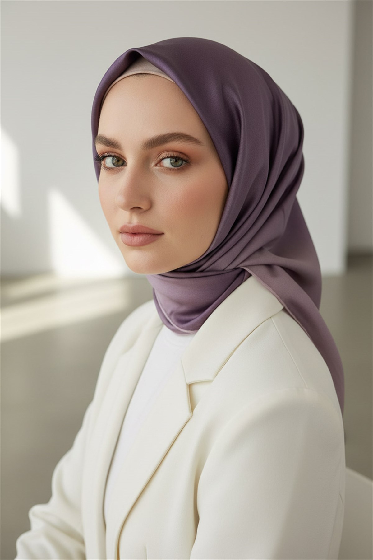 %100 Twill İpek Degrade Desenli Pudra Renkli 90x90 Eşarp Dikim Şekli : El Dikişi