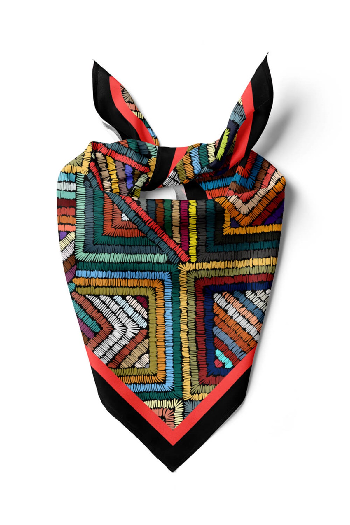 Violla Kadın Çok Renkli Otantik  Desenli 50x50 Bandana HYL DG0788-22