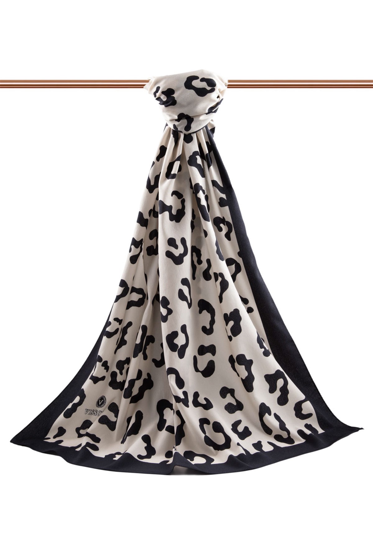 KREP LEOPAR DESENLİ KREM RENKLİ 75X195 KIRIŞMAZ ŞAL