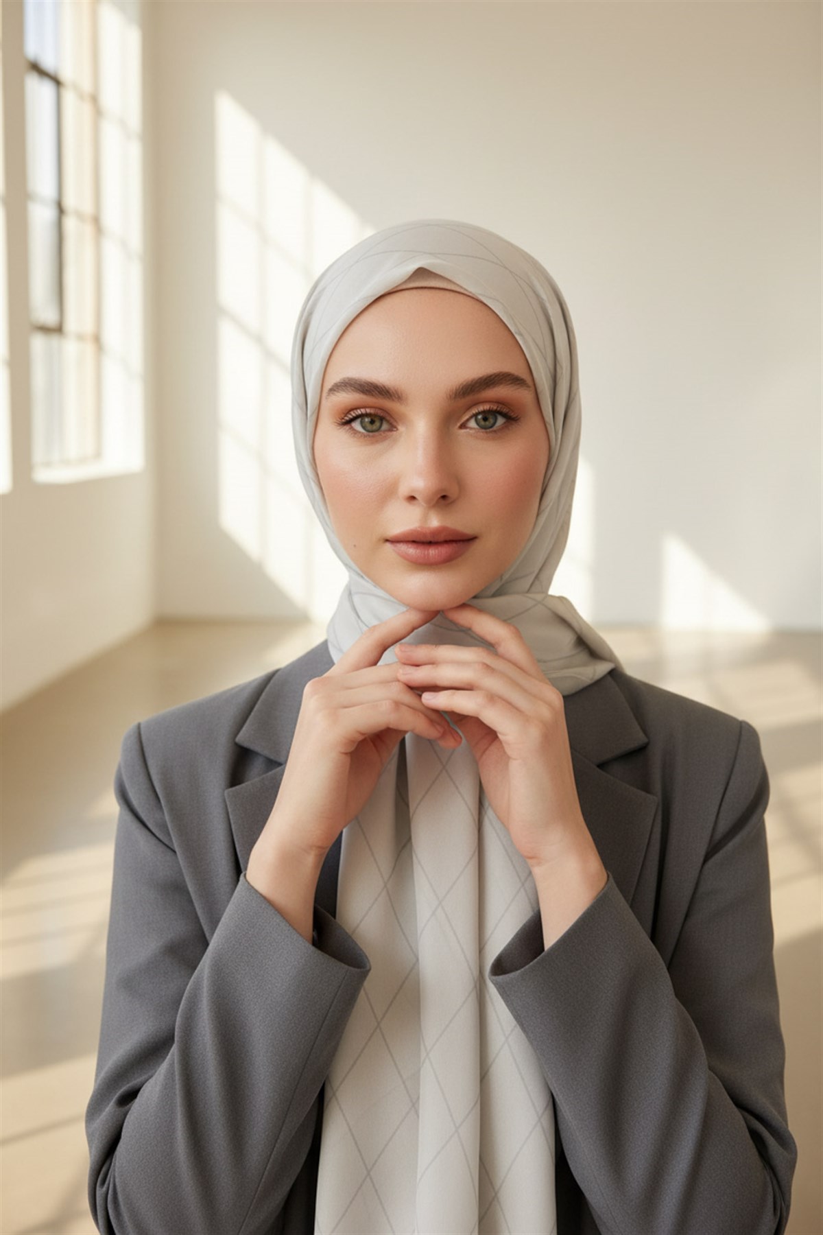 %100 Saf İpek Şal İnce Saten Vual Dokuma Çizgili Desenli 90x210 Şal
