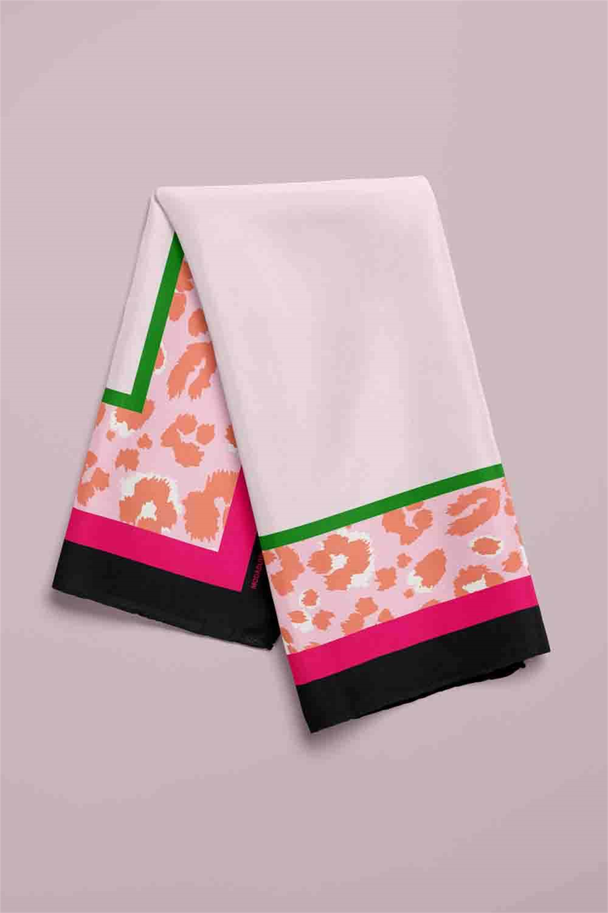 Y22 Kadın Turuncu Kare Desenli 50x50 Bandana HYL DG01523-22