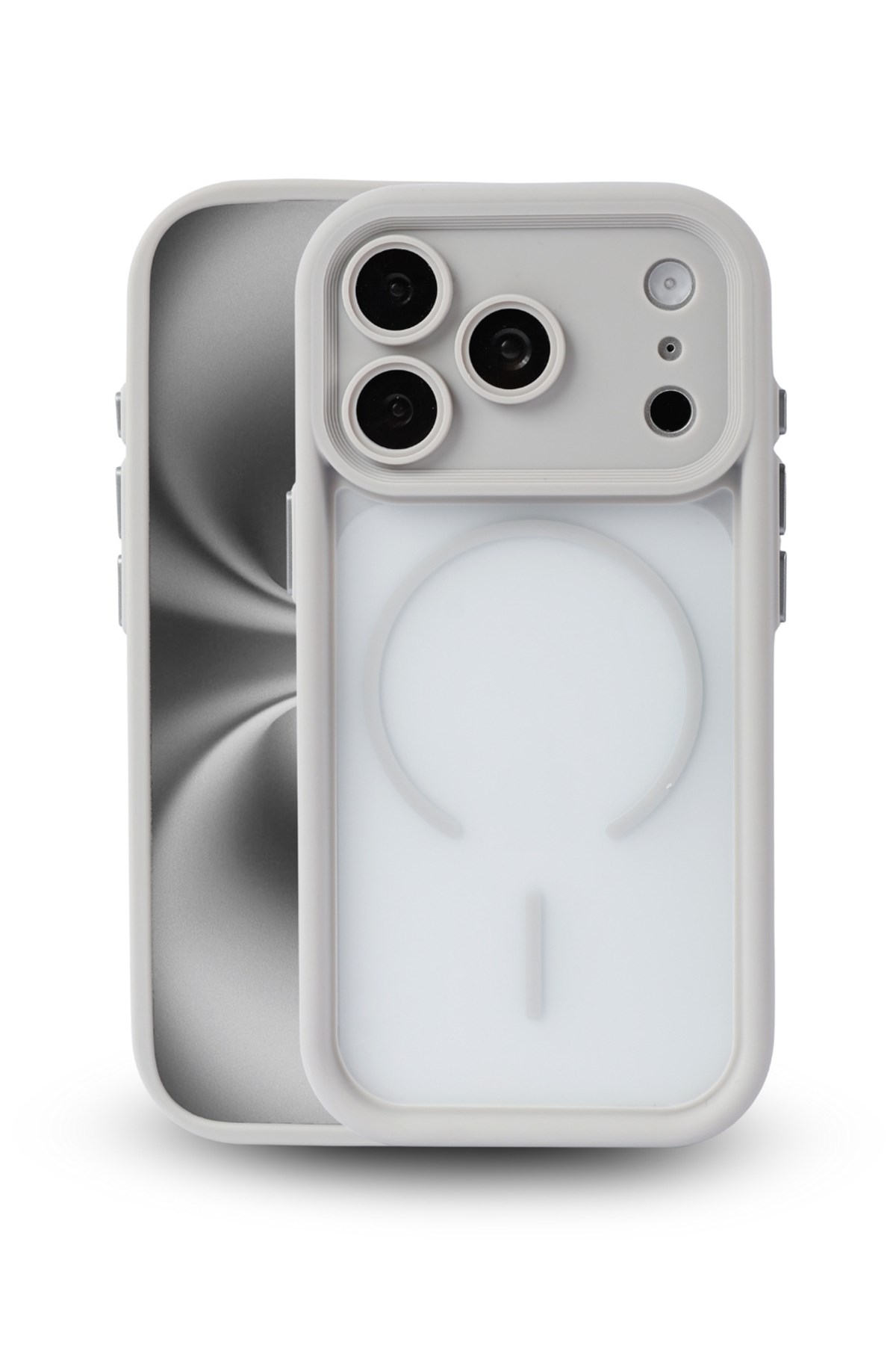 iPhone 17 Pro Kılıf – Kamera Korumalı – MagSafe Uyumlu – Gri Renk – Mat Silikon Telefon Kılıfı