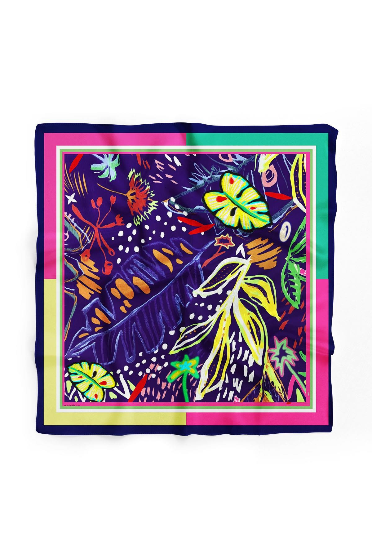 Violla E70 BÜYÜK TROPIC YAPRAKLI MODERN BANDANA DG12455