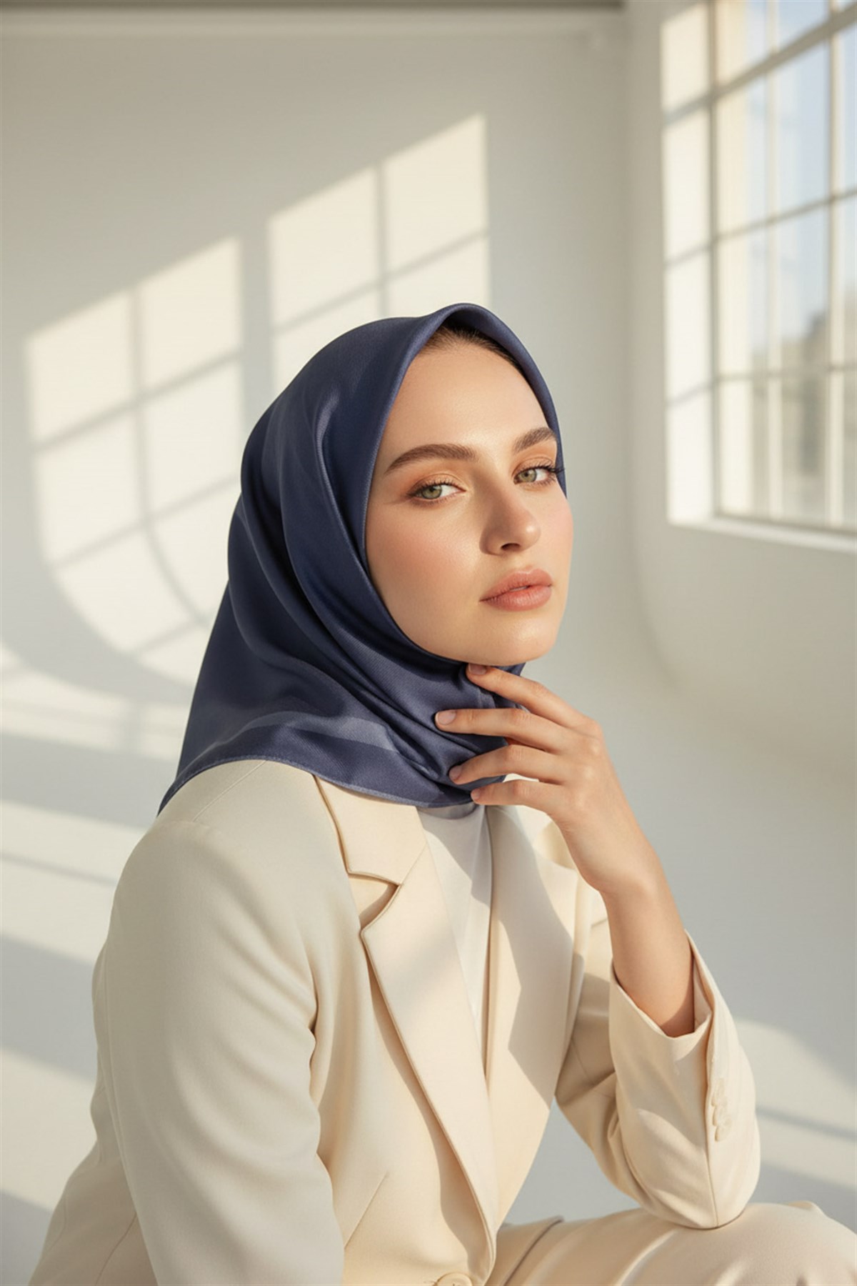 100% Twill İpek Düz Renk Bordür Desenli Gri Renkli Daha Tok Exclusive Serisi 90x90 Dikim Şekli : El Dikişi Eşarp