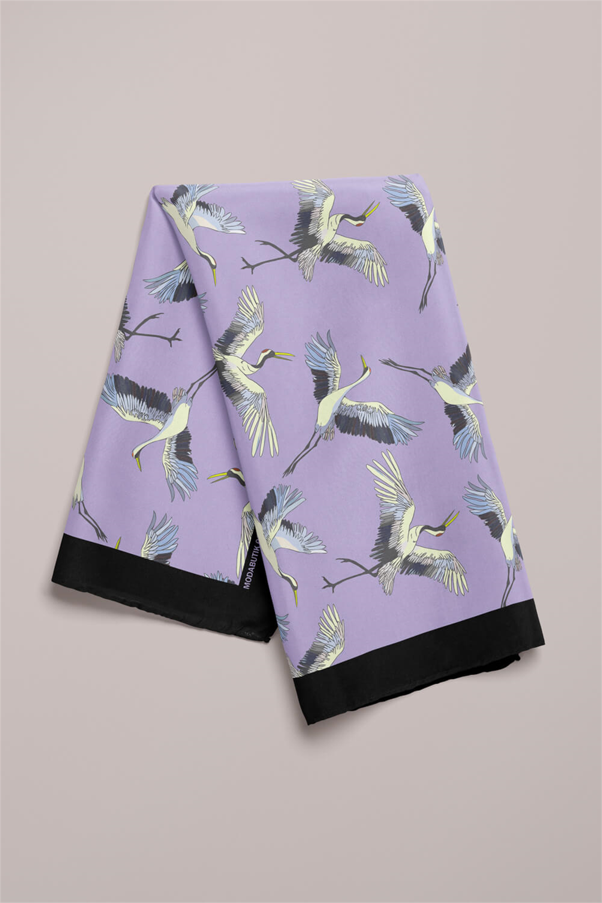 B9  Kadın Lila Stork Desenli 50x50 Bandana HYL DG0877-22