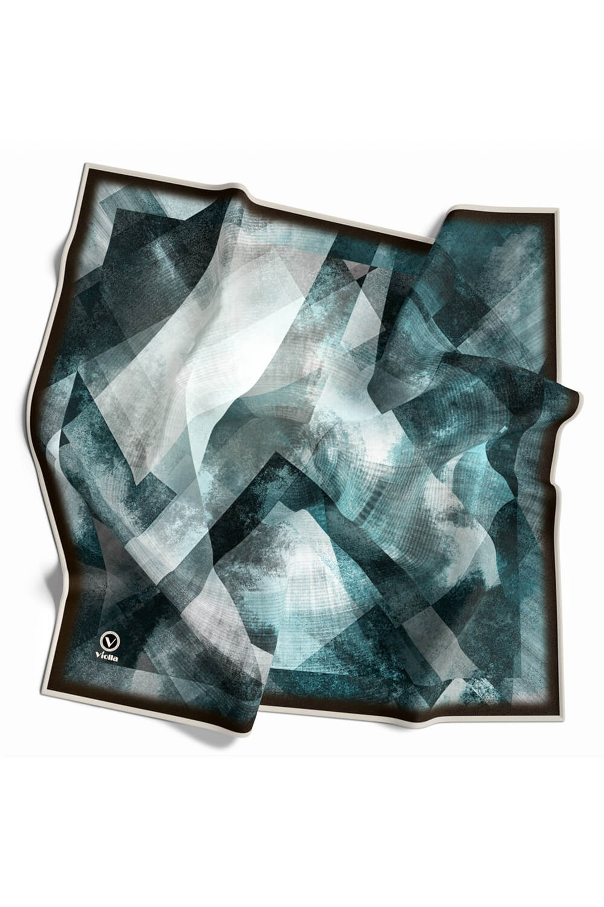 Twill Batik Desenli Petrol Yeşili Renkli 90x90 Eşarp (İpek İçermez) Dikim Şekli : El Dikişi
