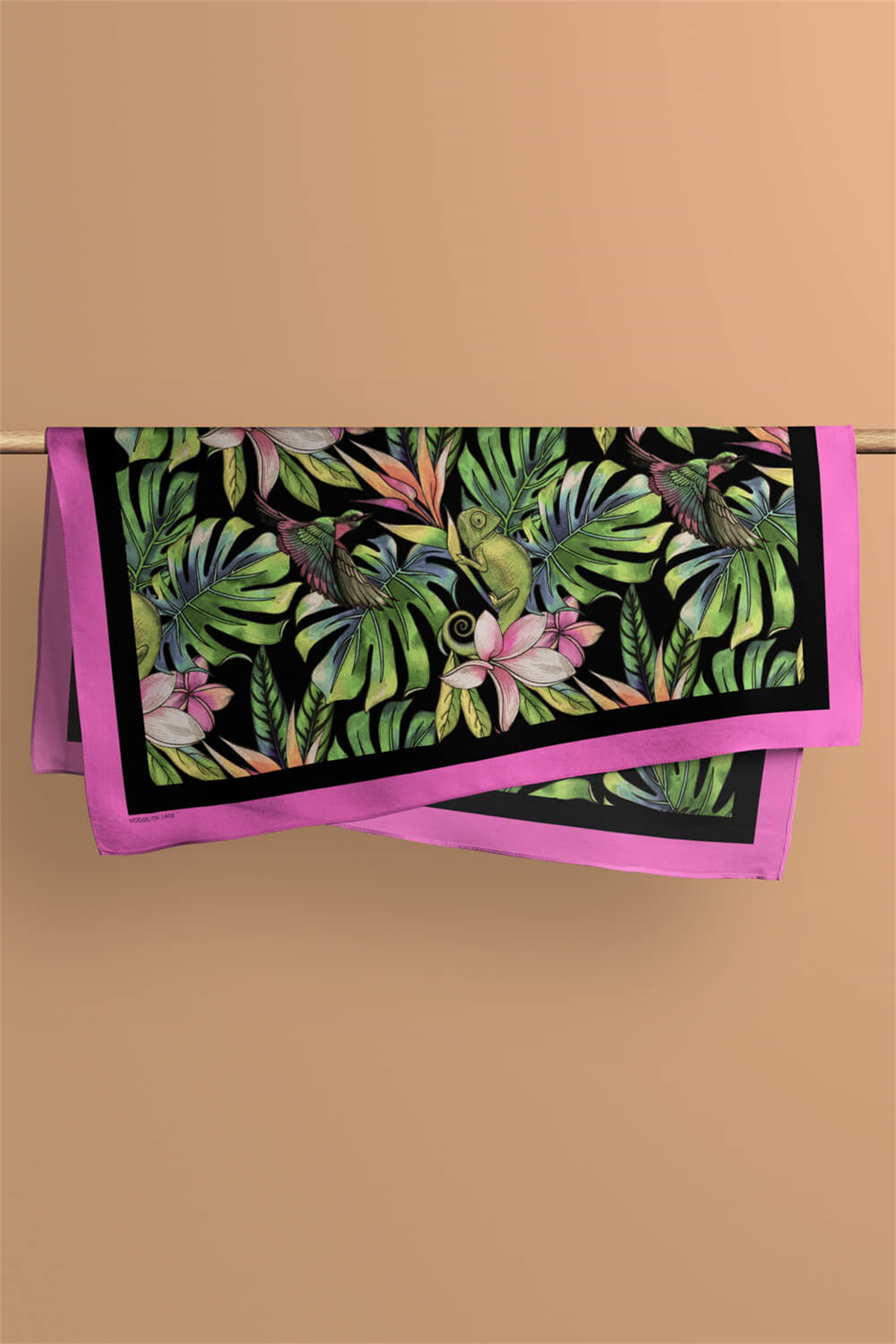 H32 Kadın Yeşil Yaprak Desenli 50x50 Bandana DG01408-22