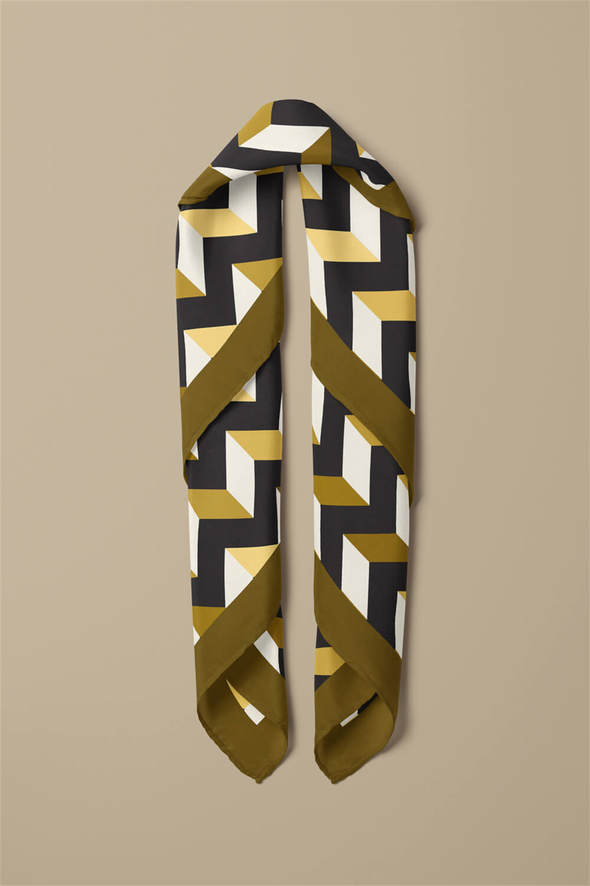 D120 Kadın Üçgen Desenli Bandana 50x50 Sarı DG0328-22