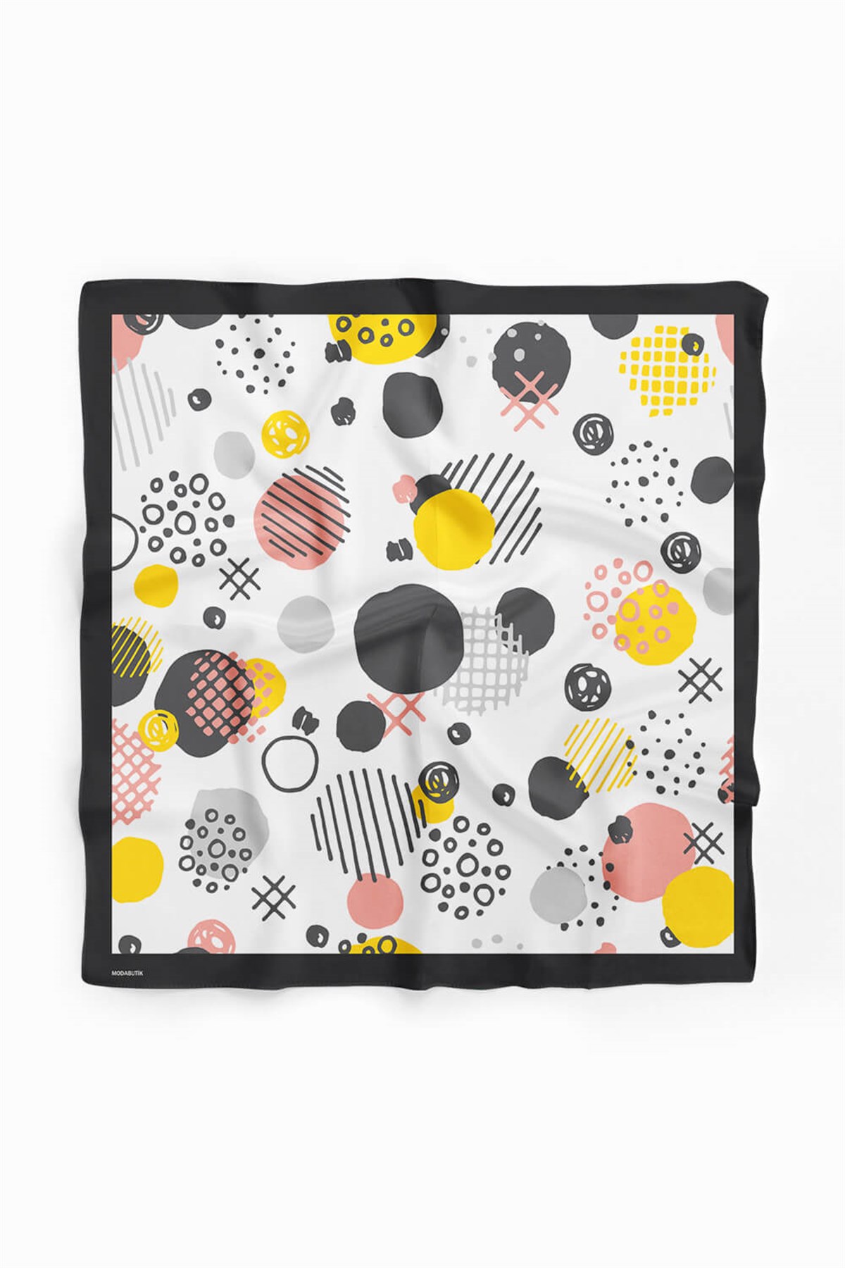 Violla D74 Kadın Geometrik Desenli Bandana 50x50 Sarı DG0427-22