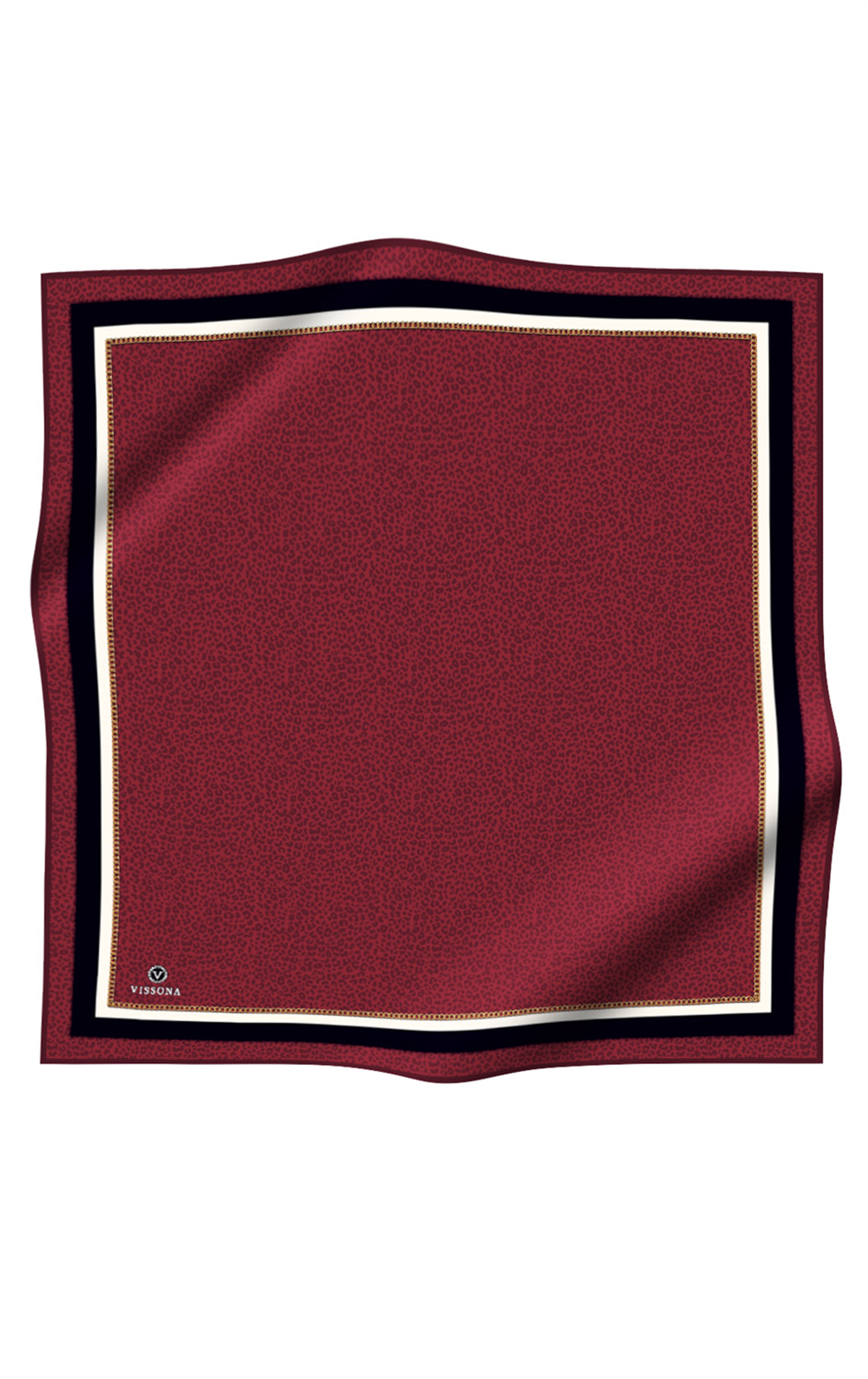% 57 İPEK % 43 VİSKON Twill İpek Leopar Desenli Bordo Renkli 90x90 Eşarp Dikim Şekli : El Dikişi