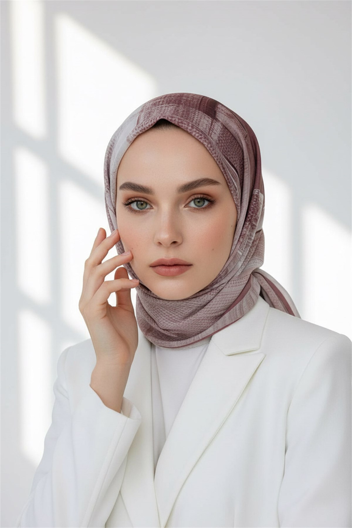 KREP FIRÇA DESENLİ GÜL KURUSU RENKLİ 75X195 KIRIŞMAZ ŞAL