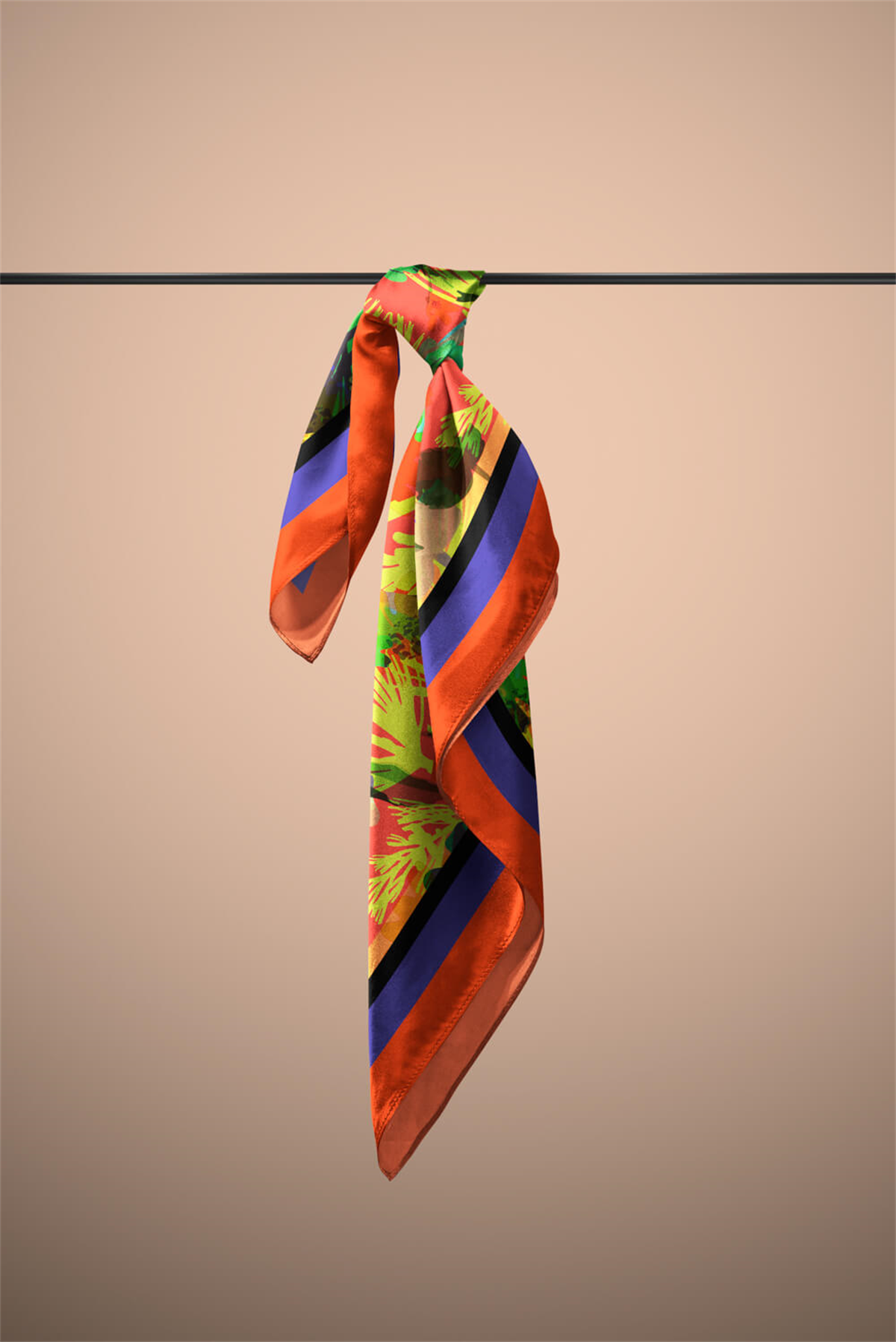 G63 Kadın Renkli Yaprak Desenli Bandana