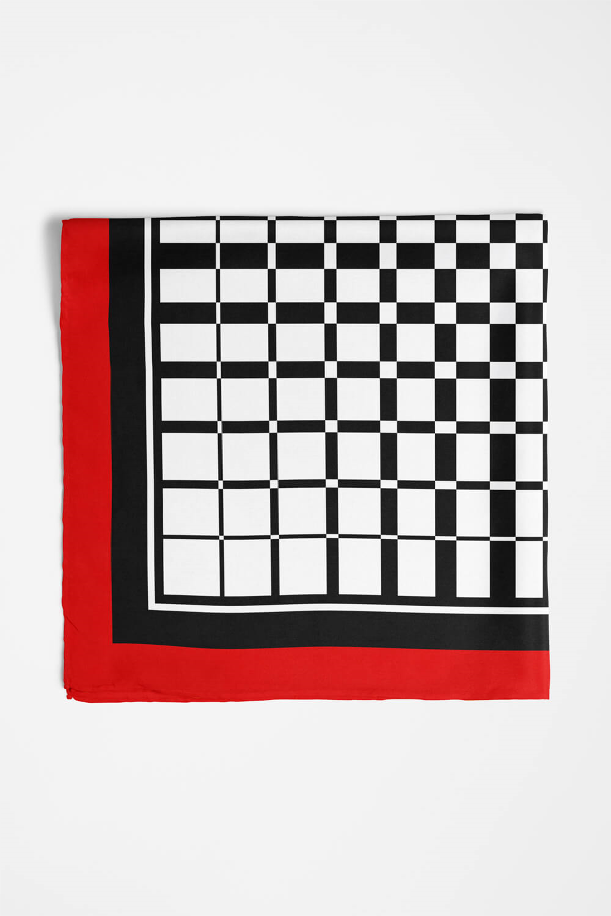 Z47 Kadın Siyah Beyaz Kare Desenli 50x50 Bandana