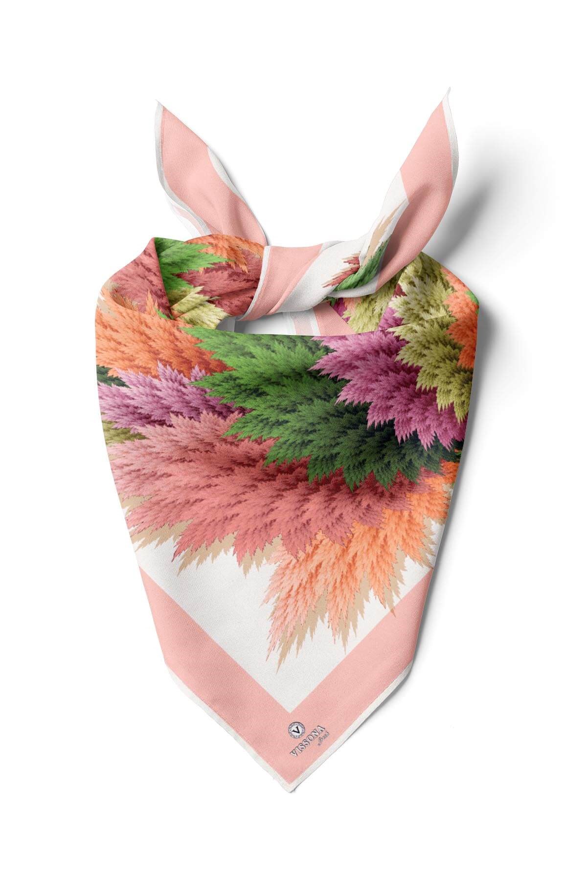 %100 İpek Kadın Desenli Bandana 80x80