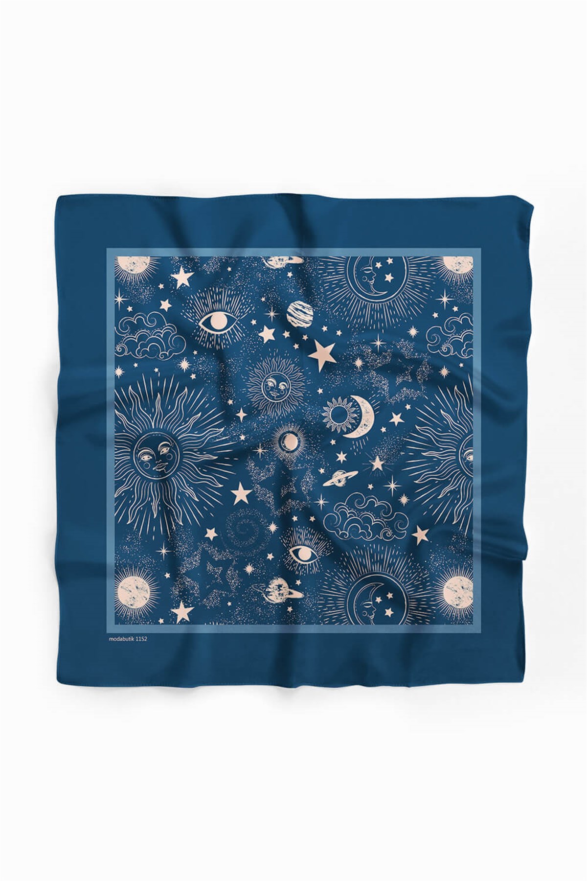 Violla F37 Kadın Lacivert Beyaz Moon Desenli Bandana DG1152