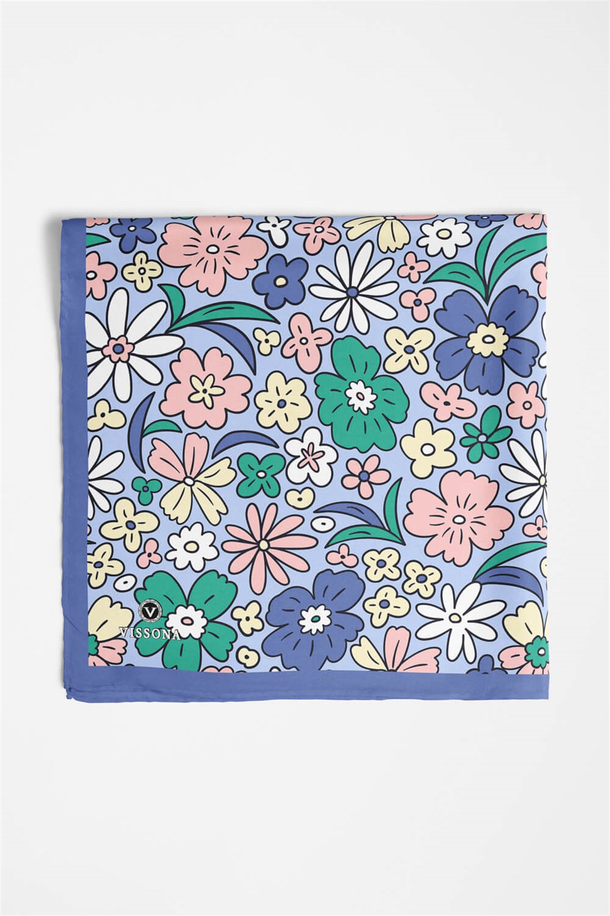 %100 İpek Çiçek Desenli Kadın Bandana