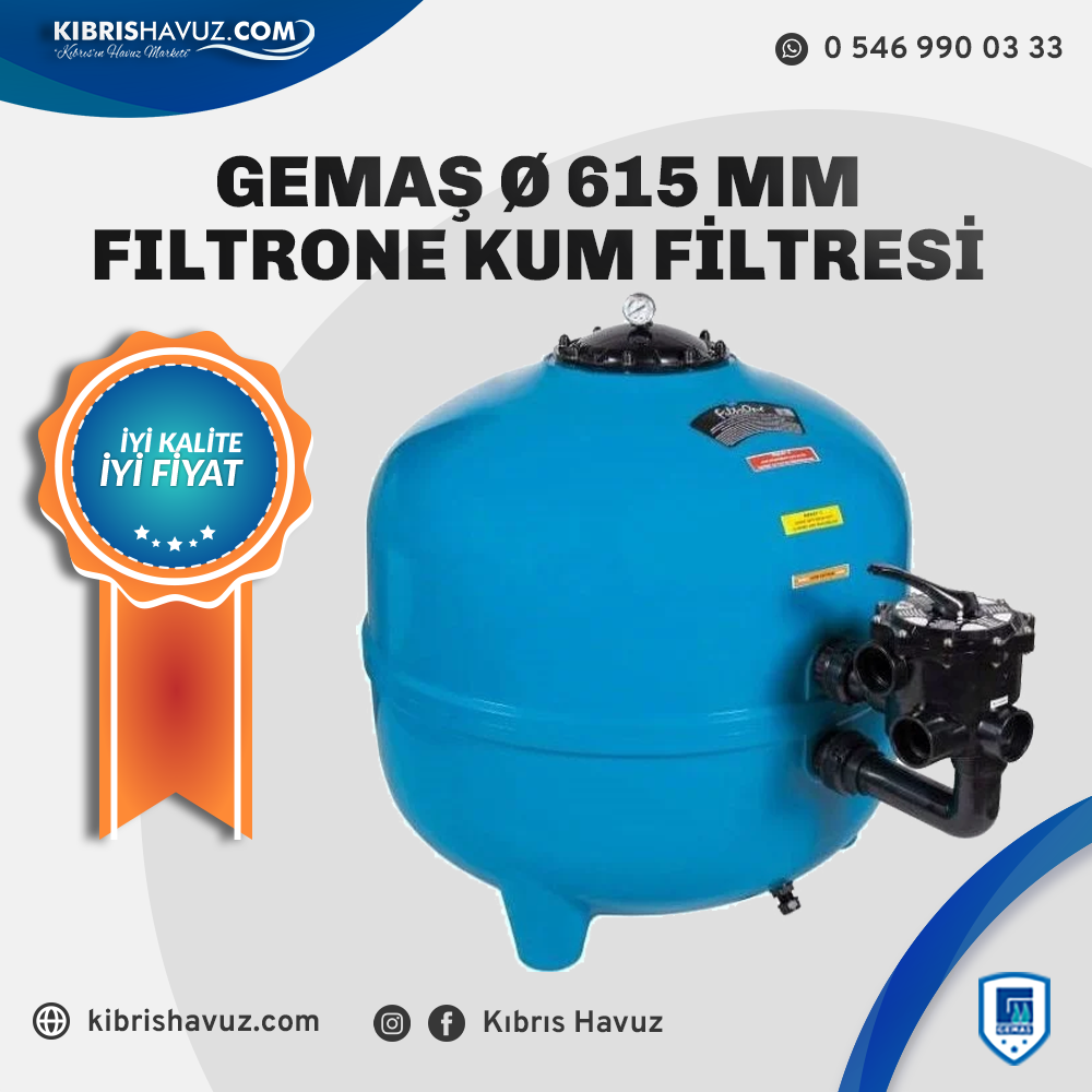 Gemaş Ø 615 mm Filtrone Kum Filtresi 6 Yollu Vana Dahil | Kum Filtreleri | Gemaş Ø 615 mm Filtrone Kum Filtresi 6 Yollu Vana Dahil | kibrishavuz.com - Kıbrıs Havuz Kurulumu, Malzemeleri & Ekipmanları | Cyprus Pool Installation, Materials and Equipment