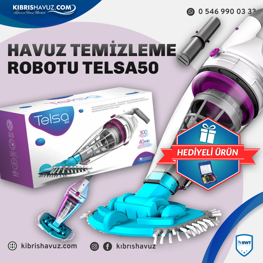 Bwt Telsa 50 Şarjlı Havuz Temizleme Robotu | Bwt Havuz Robotu | Bwt Telsa 50 Şarjlı Havuz Temizleme Robotu | kibrishavuz.com - Havuz Kurulumu, Malzemeleri & Ekipmanları