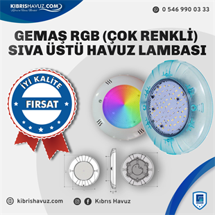 Gemaş RGB (Çok Renkli) Sıva Üstü Havuz Lambası | Havuz Aydınlatma | Havuz Aydınlatma | Hazır Havuzlar İçin Sarkıtma Sualtı Lambası Beyaz Işık | BRT | Havuz.com.tr - Havuz Malzemeleri & Ekipmanları
