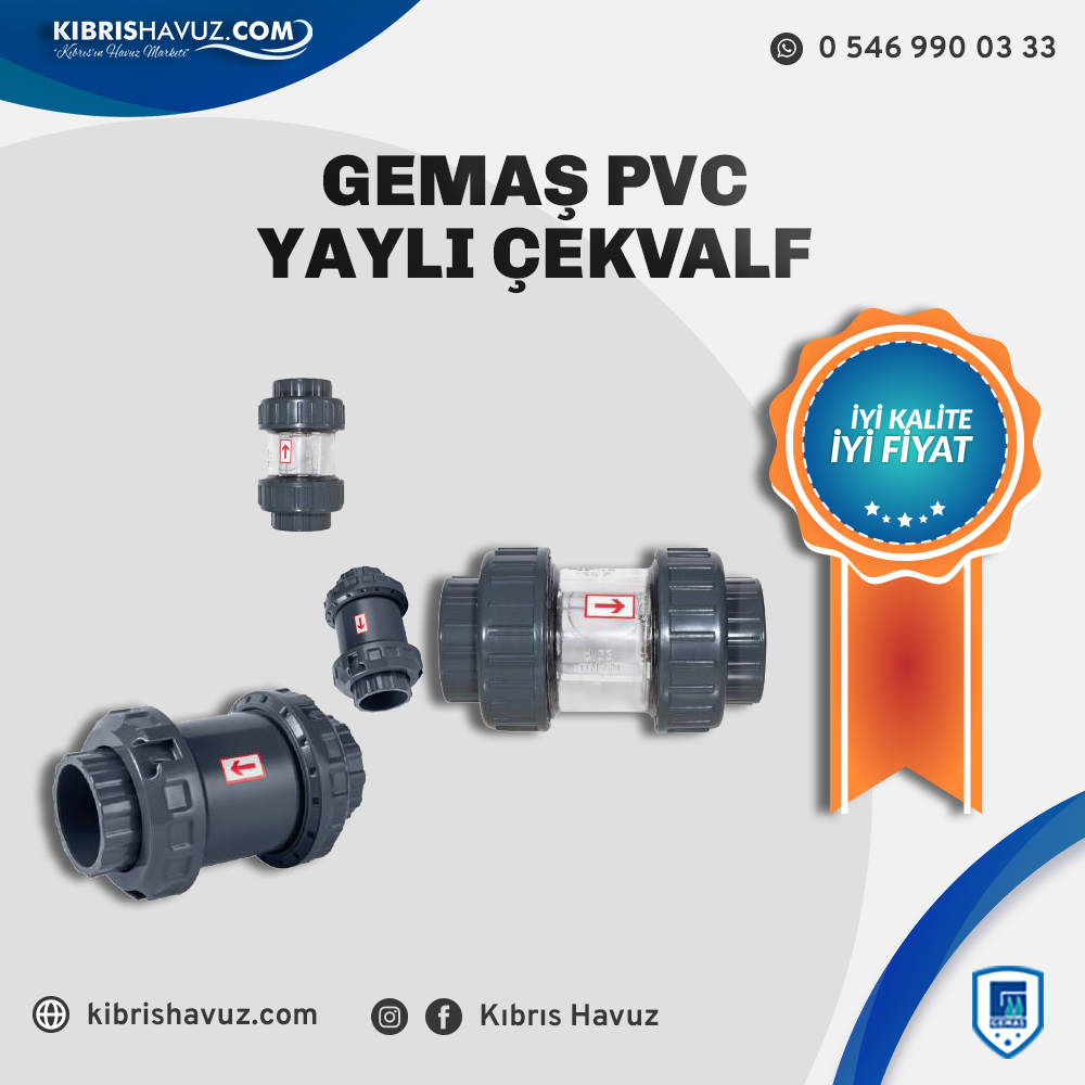 GEMAŞ PVC Yaylı Çekvalf  | Havuz Makine Dairesi | 