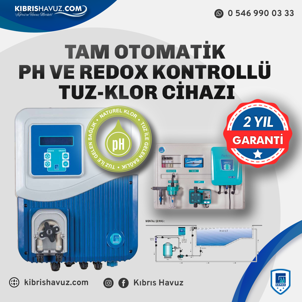 Gemaş Tam Otomatik pH ve Redox Kontrollü Tuz-Klor Cihazı | Tuz Klor Jeneratörleri | 