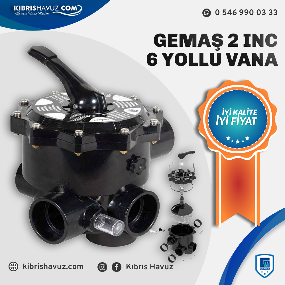 Gemaş 6 Yollu Vana Ø 63 mm (2 İnç) Yandan Dişli Çıkışlı 6 Way Valves | Havuz Makine Dairesi | Gemaş 6 Yollu Vana Ø 63 mm (2 İnç) Yandan Dişli Çıkışlı 6 Way Valves
