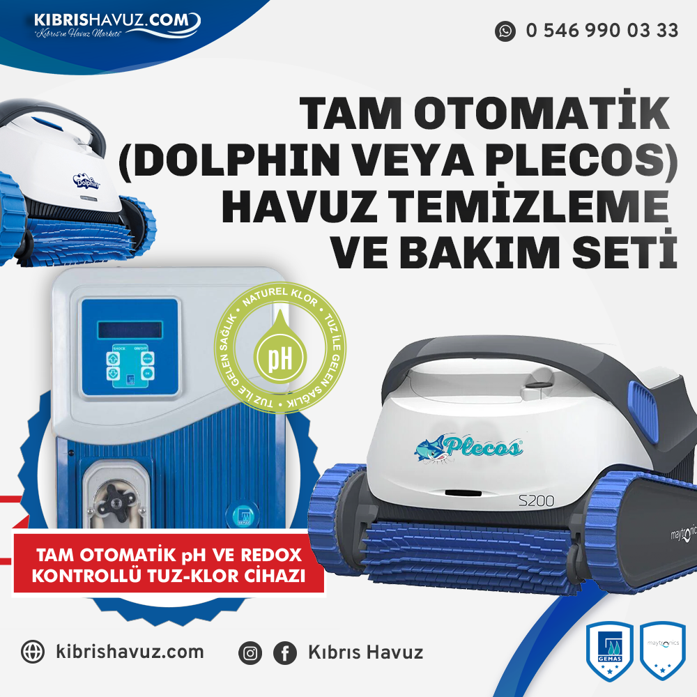 Tam Otomatik Havuz Temizlik (Dolphin veya Plecos) ve Bakım Seti + Test Kit ve Termometre Hediyeli | Havuz Temizlik Setleri | Tam Otomatik Havuz Temizlik (Dolphin veya Plecos) ve Bakım Seti + Test Kit ve Termometre Hediyeli