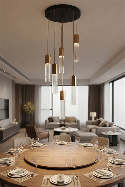 Avonni, 1952 Ailesi Siyah Kaplama Yemek Masası Avizesi