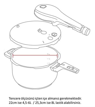 Tefal Yeni Model 8L Düdüklü Tencere Lastiği (25,3cm)