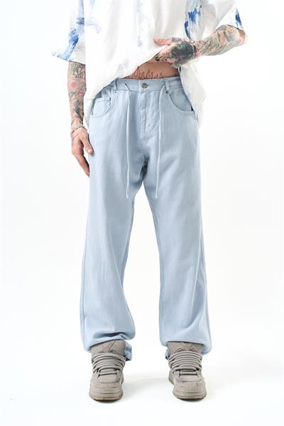 Erkek Parça Boya Baggy Pantolon Açık Mavi