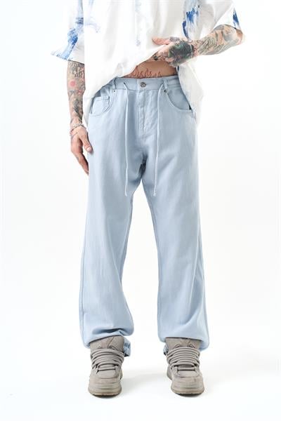 Erkek Parça Boya Baggy Pantolon Açık Mavi