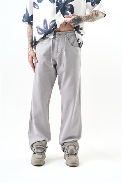 Erkek Parça Boya Baggy Pantolon Gri