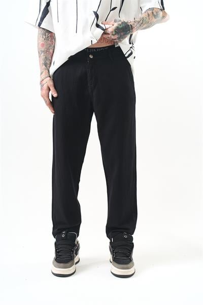 Erkek Parça Boya Boyfriend Pantolon Siyah