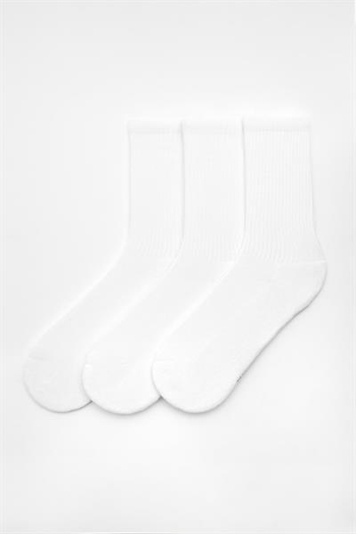 3lü Fitilli Çorap Beyaz