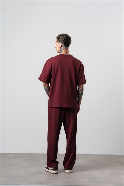 Erkek 07 Şerit Detaylı Regular Fit Eşofman Takımı Bordo