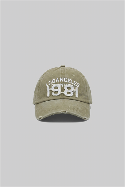 Erkek 1981 Nakışlı Yıkamalı Şapka Bej
