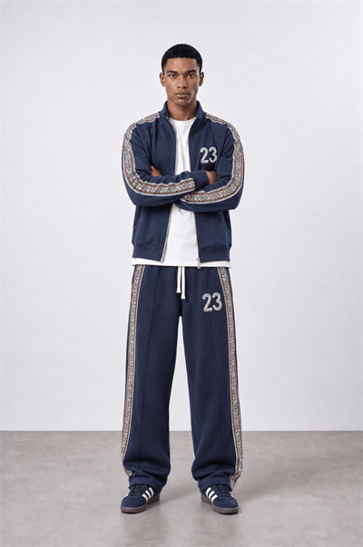 Erkek 23 Şerit Detaylı Doubleface Eşofman Takımı Lacivert