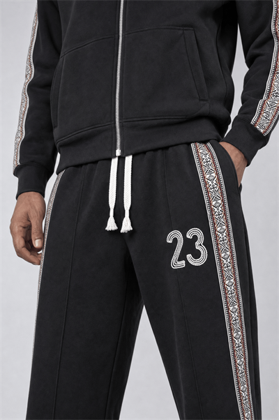Erkek 23 Şerit Detaylı Doubleface Eşofman Takımı Siyah