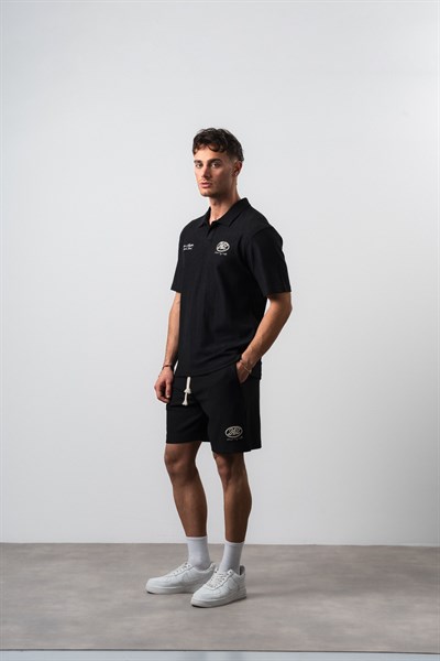 Erkek 242 Nakışlı Regular Fit T-Shirt Şort Takım Siyah