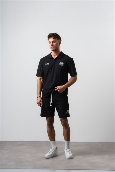 Erkek 242 Nakışlı Regular Fit T-Shirt Şort Takım Siyah