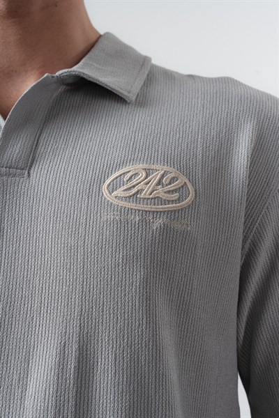 Erkek 242 Nakışlı Regular Fit T-Shirt Şort Takım Gri