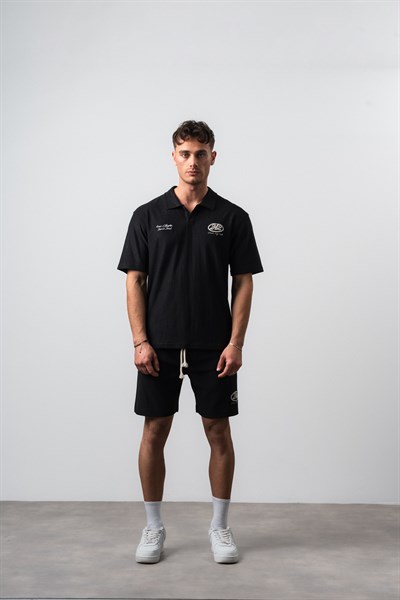 Erkek 242 Nakışlı Regular Fit T-Shirt Şort Takım Siyah