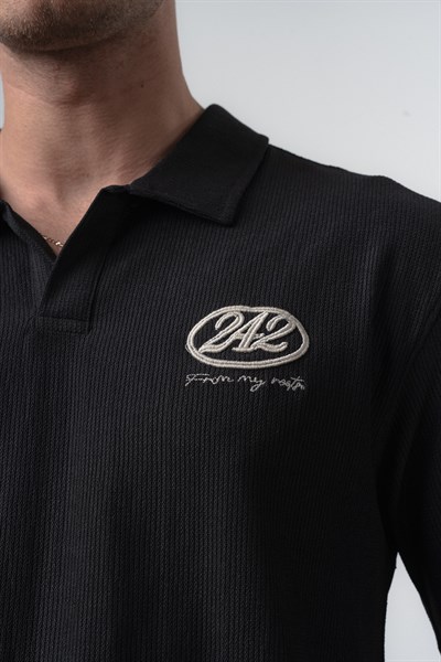 Erkek 242 Nakışlı Regular Fit T-Shirt Şort Takım Siyah