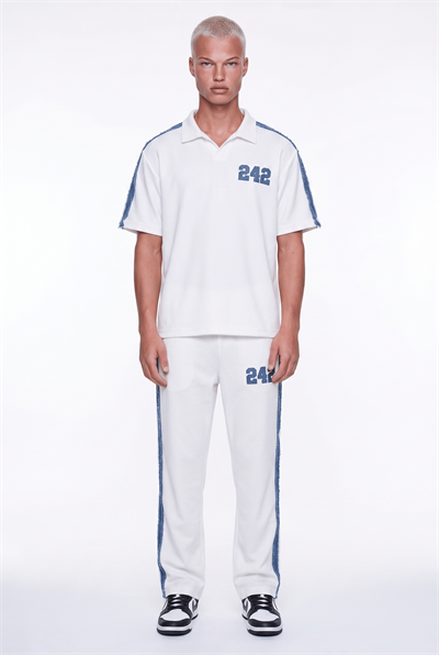 Erkek 242 Şerit Detaylı Regular Fit Eşofman Takımı Ekru