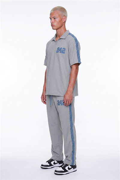 Erkek 242 Şerit Detaylı Regular Fit Eşofman Takımı Gri