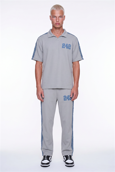Erkek 242 Şerit Detaylı Regular Fit Eşofman Takımı Gri